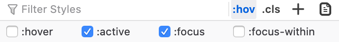 Toggle the :active and :focus selectors with Firefox Developer Tools